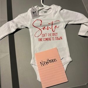 Gerber White Baby Bodysuit with Red Santa Print